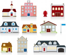 Different cartoon Houses elements vector 03