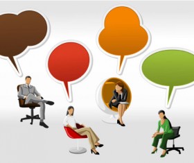 Cartoon People and Speech Bubbles vector Graphics 02