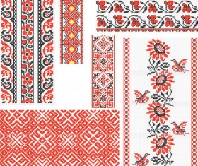 Ukraine Style Fabric ornaments vector graphics 02
