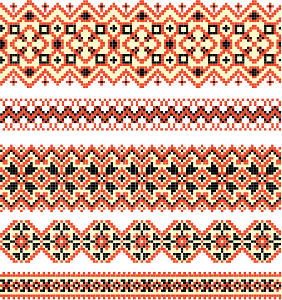 Ukraine Style Fabric ornaments vector graphics 03