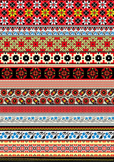 Ukraine Style Fabric ornaments vector graphics 06