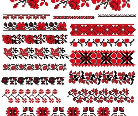 Ukraine Style Fabric ornaments vector graphics 07