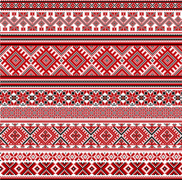 Ukraine Style Fabric ornaments vector graphics 08