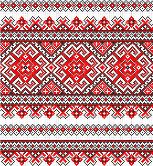 Ukraine Style Fabric ornaments vector graphics 09