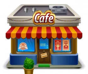 Elements of Cartoon cafe vector set