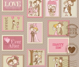 Elements of Wedding Seal and Stamp vector 01