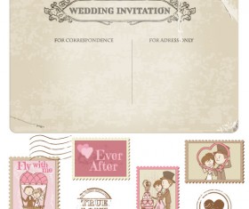 Elements of Wedding Seal and Stamp vector 02