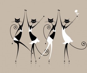 Funny Catwoman vector set 01