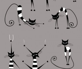 Funny Catwoman vector set 02