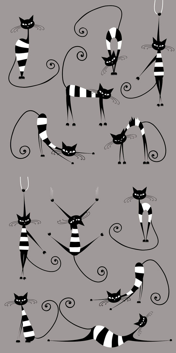 Funny Catwoman vector set 02