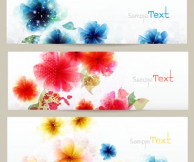 Shiny flower banner vector 01