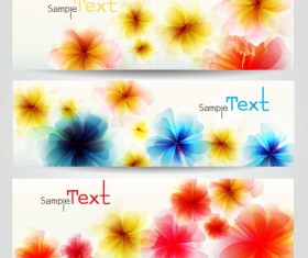 Shiny flower banner vector 02