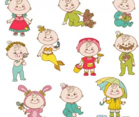 Elements of cute cartoon baby vector set 02
