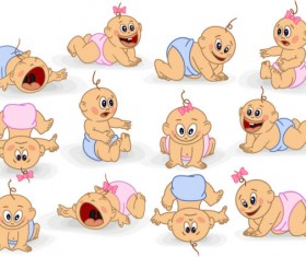 Elements of cute cartoon baby vector set 03
