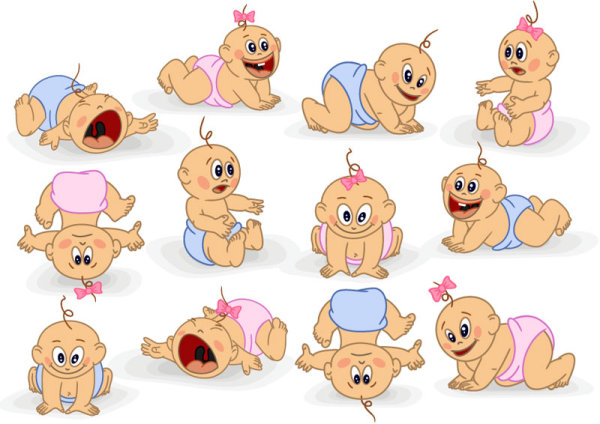 Elements of cute cartoon baby vector set 03