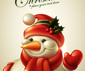 Cute Christmas elements cards vector 01