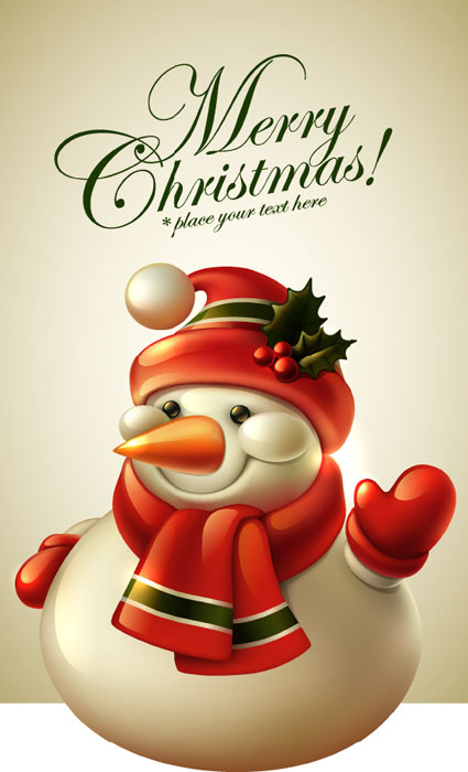 Cute Christmas elements cards vector 01