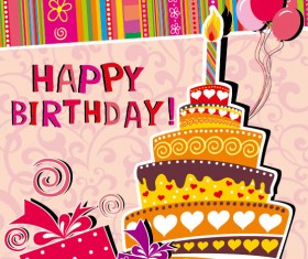 Funny cartoon Happy Birthday cards vector 03