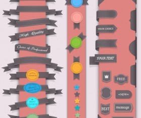 Stickers of Exquisite ribbons vector 03