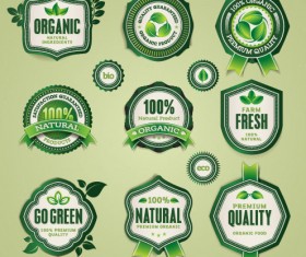 Set of organic food labels vector 03