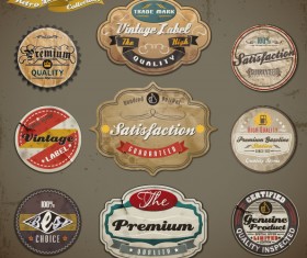 Vintage ribbons labels and Stickers vector 01