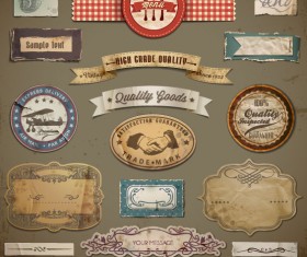 Vintage ribbons labels and Stickers vector 02