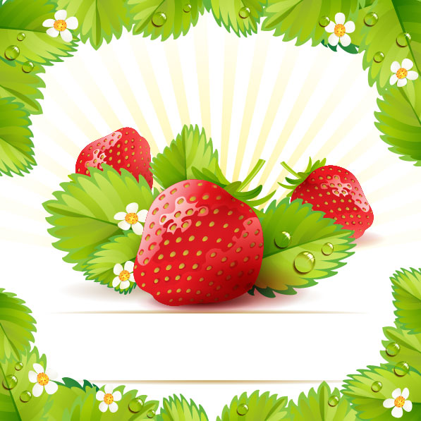 Fresh strawberry elements background vector 01