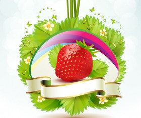 Fresh strawberry elements background vector 04