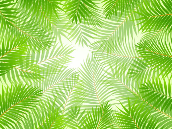 tropical Green leaf elements vector background 01