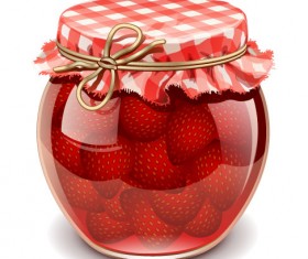 Canned fruits in glass jars vector 03