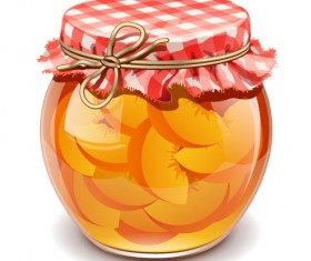 Canned fruits in glass jars vector 04