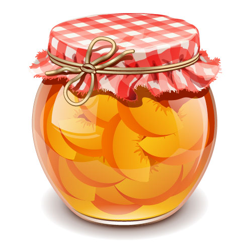 Canned fruits in glass jars vector 04