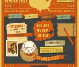 Retro elements cartoon label vector set 03