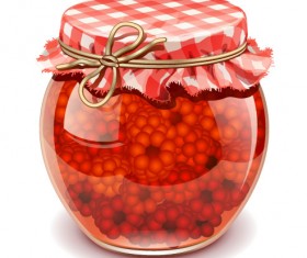 Canned fruits in glass jars vector 05
