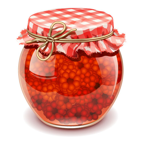 Canned fruits in glass jars vector 05