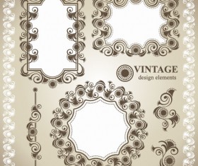 Vintage lace Frames and Borders vector 01