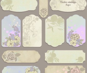 Excellent Vintage flower labels vector 02