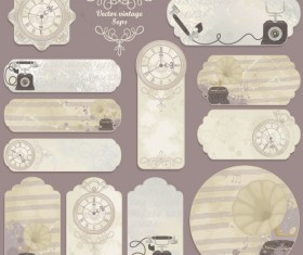 Excellent Vintage flower labels vector 03