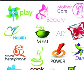 Different 3D logos design elements vector 03