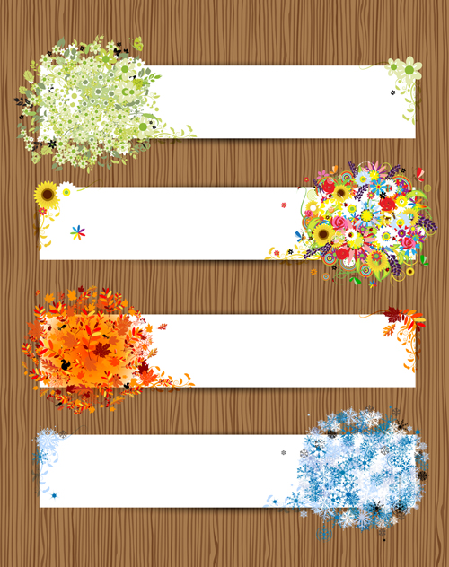 Abstract of Colorful Flowers banners vector 01