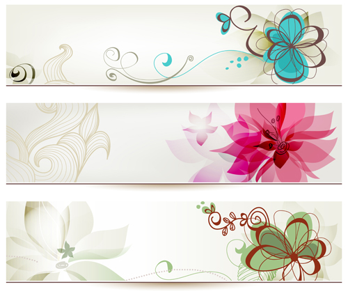 Abstract of Colorful Flowers banners vector 03