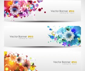 Abstract of Colorful Flowers banners vector 05
