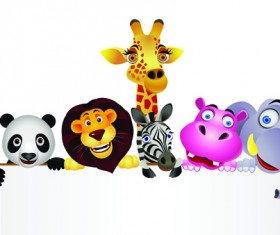 Cute cartoon Animals and billboard vector 01