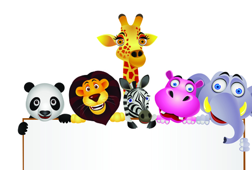 Cute cartoon Animals and billboard vector 01 free download