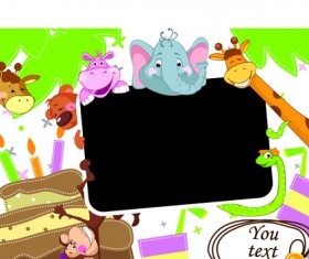 Cute cartoon Animals and billboard vector 02