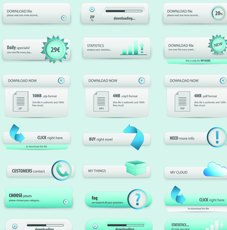 Creative Buttons and web menus elements vector 01