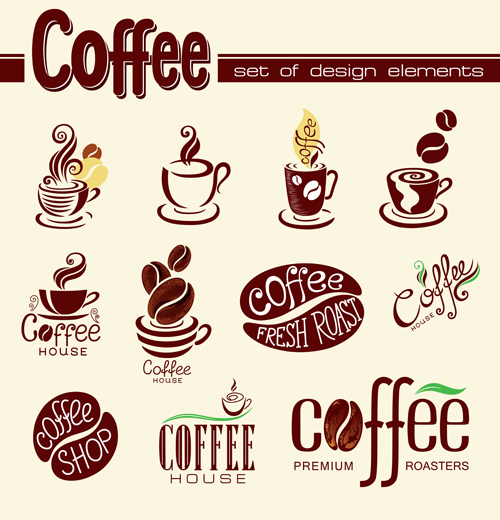 Coffee logo design elements vector