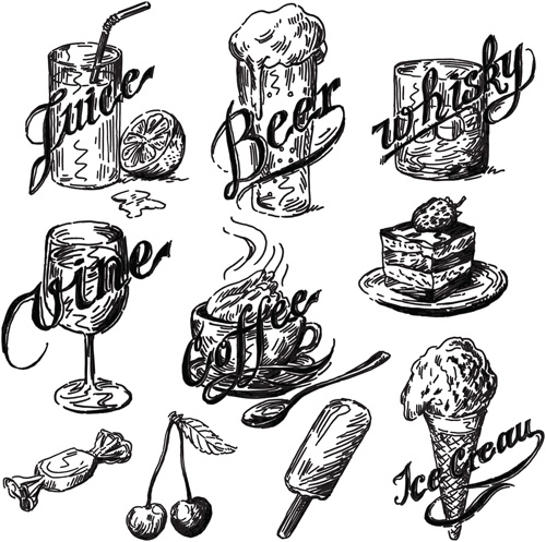Creative Hand drawn Cafe Icons vector