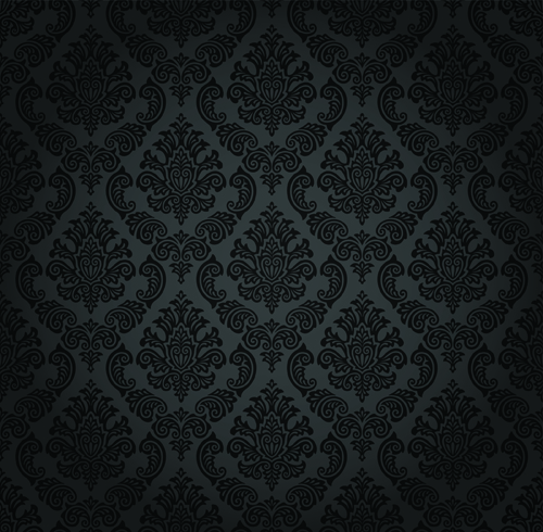 luxurious Black Damask Patterns vector 01