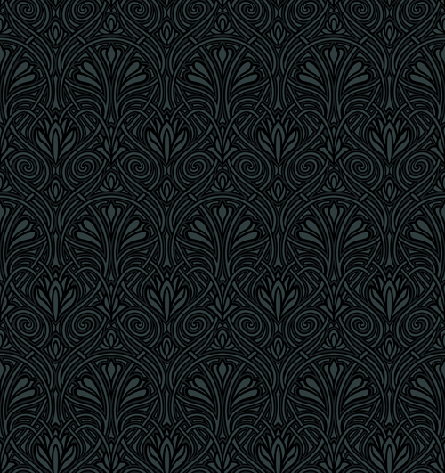 luxurious Black Damask Patterns vector 03